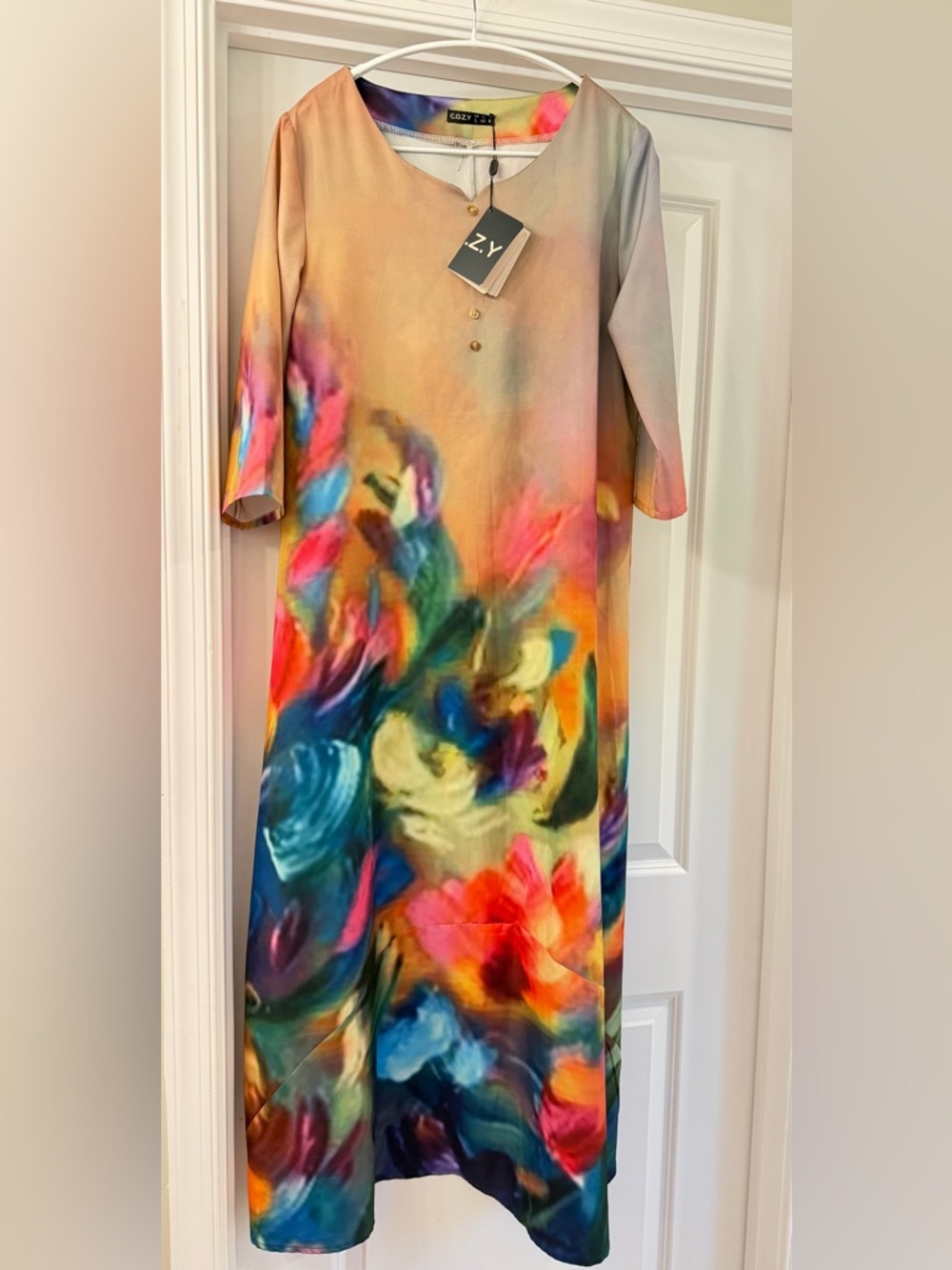 Multicolor Floral Print Women's Dress | Cosby | Large NWT